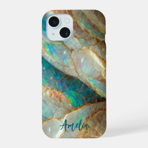 Australian Opal Stone Texture Luxury Personalised iPhone 15 Case