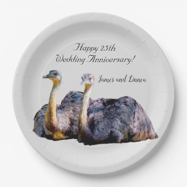 Australian Ostrich Funny Cartoon illustration     Paper Plate (Front)