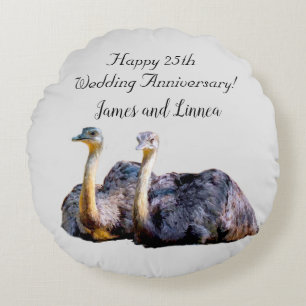 Australian Ostrich Funny Cartoon illustration   Round Cushion