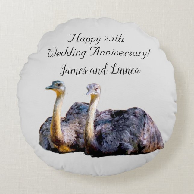 Australian Ostrich Funny Cartoon illustration   Round Cushion (Front)