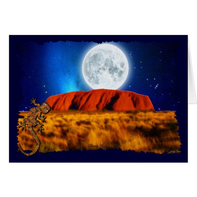 Australian Outback Ayer's Rock & Gecko Card (Front Horizontal)