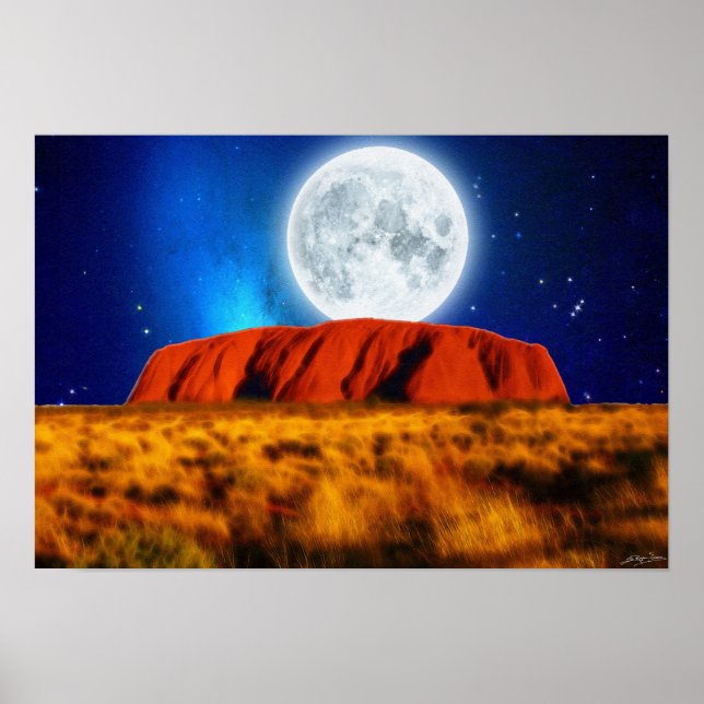 Australian Outback Ayers Rock "Uluru Moon" Art Poster (Front)