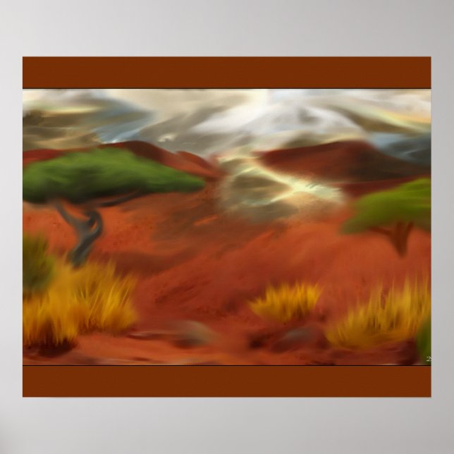 Australian Outback Dawn Abstract Art Poster (Front)
