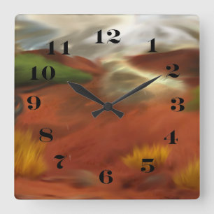 Australian Outback Dawn Abstract Art Square Wall Clock
