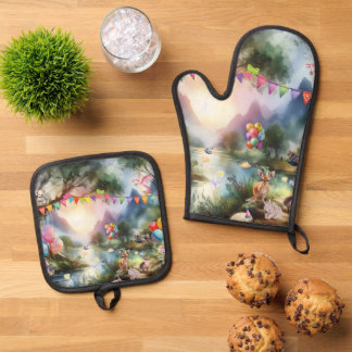 Australian Outback Party Oven Mitt & Pot Holder Set