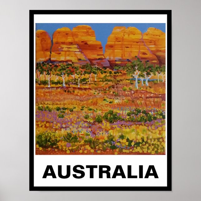Australian Outback with gumtrees and wildflowers Poster (Front)