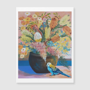 Australian Pale-headed Rosella & wildflowers Card