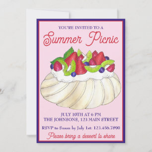 Australian Pavlova Fruit Meringue Dessert Food Invitation