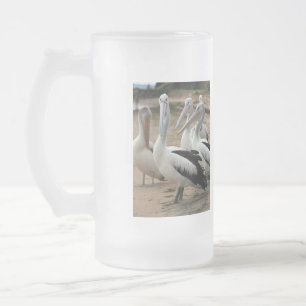 Australian Pelicans at Phillip Island Frosted Glass Beer Mug