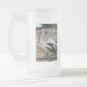 Australian Pelicans at Phillip Island Frosted Glass Beer Mug
