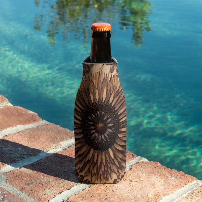 Australian Petals: Banksia Flower Wood Print Bottle Cooler (In Situ Pool)
