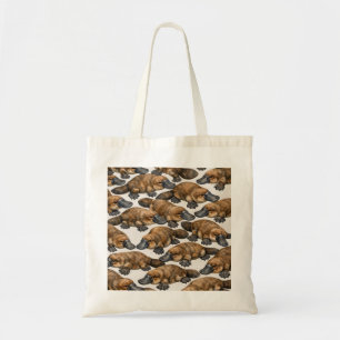 Australian Platypus Pattern in Warm Brown Tote Bag