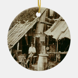 Australian prospector, c.1880s (sepia photo) ceramic tree decoration