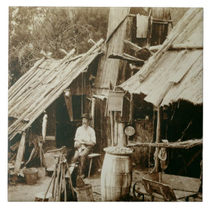 Australian prospector, c.1880s (sepia photo) tile