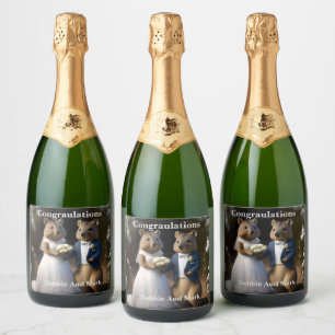 Australian Quokka Marry Me, Wedding Sparkling Wine Label