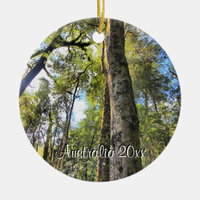 Australian Rainforest Eucalyptus Gum Trees Ceramic Tree Decoration (Front)