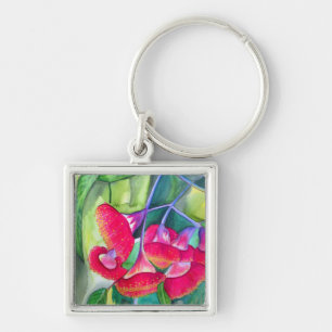 Australian red flowering gumnuts watercolor art key ring
