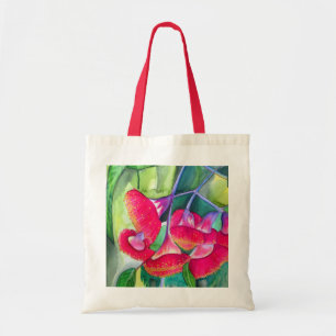 Australian red flowering gumnuts watercolor art tote bag