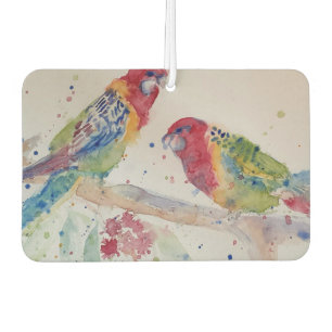 Australian Red Rosella Parrot Bird Watercolour art Car Air Freshener
