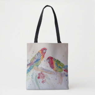 Australian Red Rosella Parrot Watercolour art Tote Bag