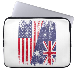 AUSTRALIAN ROOTS Half American Flag AUSTRALIA Laptop Sleeve