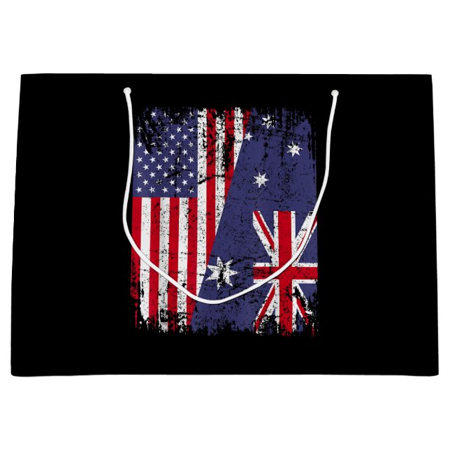 AUSTRALIAN ROOTS  Half American Flag AUSTRALIA  Large Gift Bag (Front)