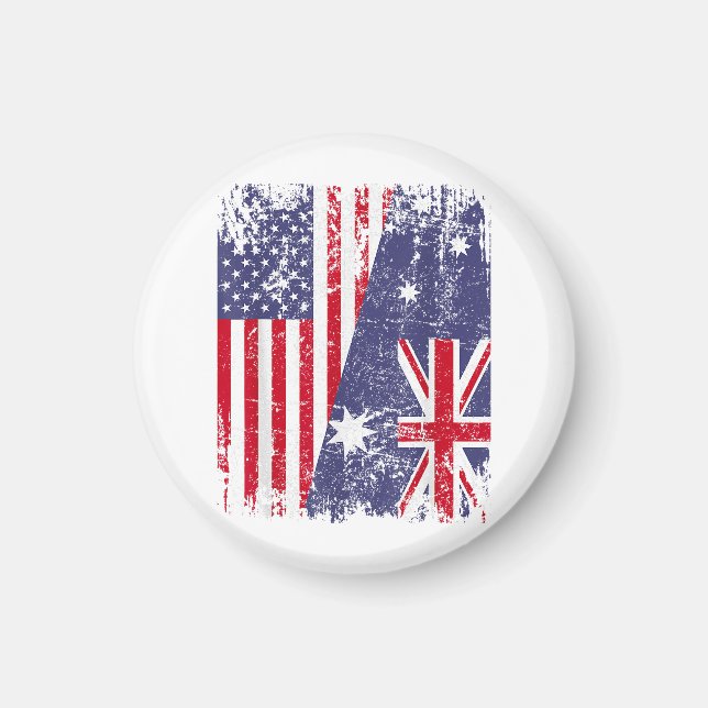 AUSTRALIAN ROOTS  Half American Flag AUSTRALIA  Magnet (Front)