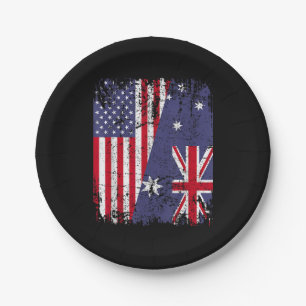 AUSTRALIAN ROOTS  Half American Flag AUSTRALIA  Paper Plate