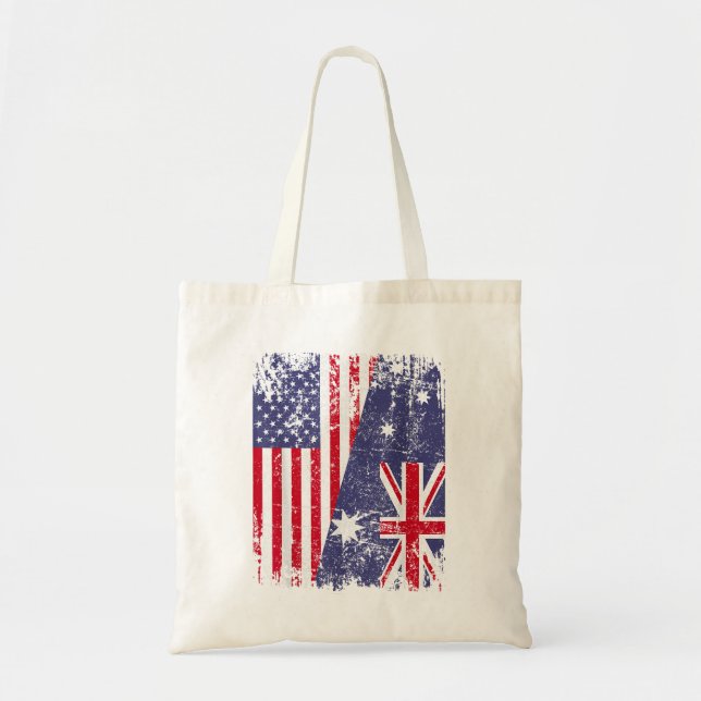 AUSTRALIAN ROOTS  Half American Flag AUSTRALIA  Tote Bag (Front)