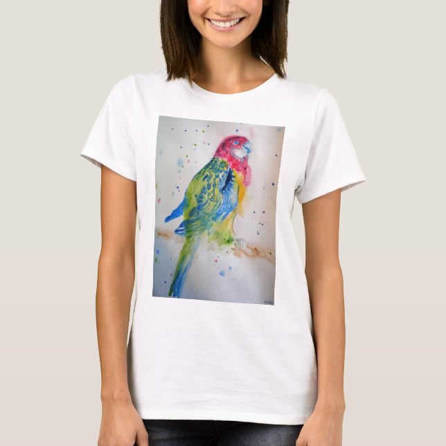 Australian Rosella Parrot Watercolour art T Shirt (Front)