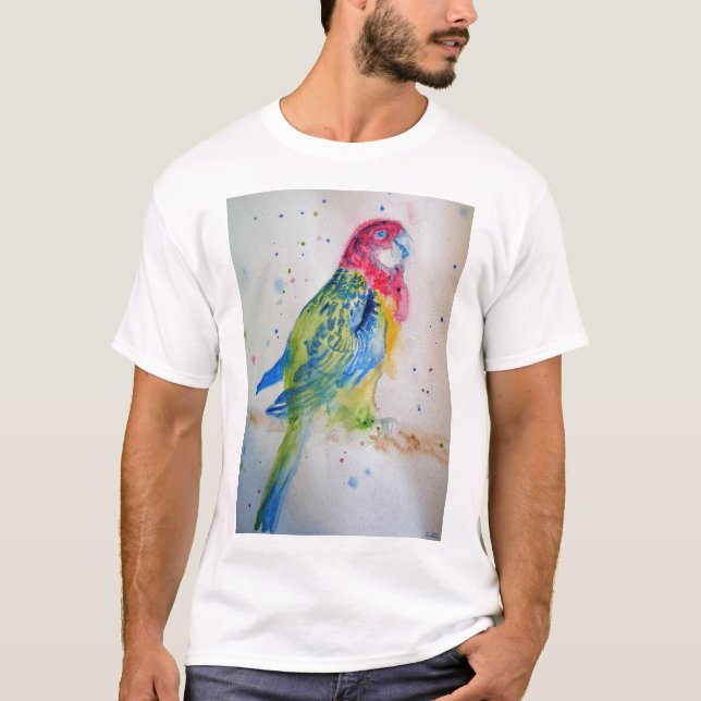 Australian Rosella Parrot Watercolour art T Shirt (Front)