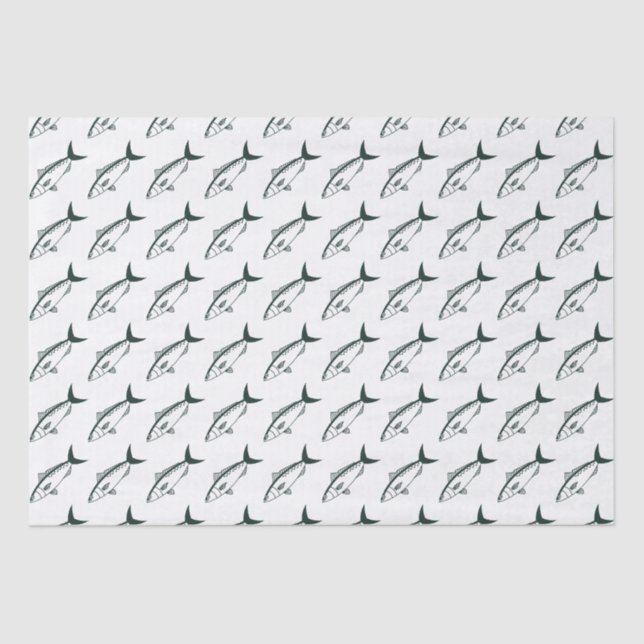 Australian Salmon in Racing Green and White Tissue Paper (Front)