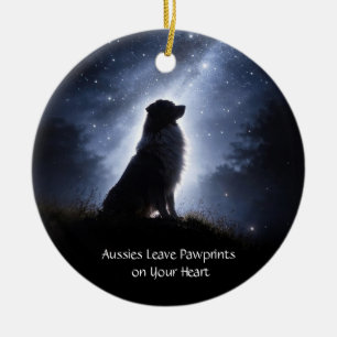 Australian Shepard or Aussie Christmas Holiday Ceramic Tree Decoration