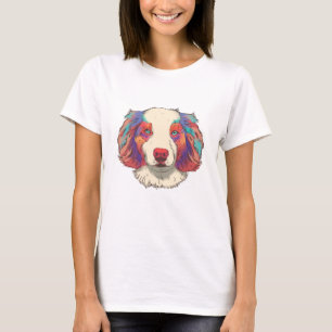Australian Sheperd Dog dog pet animal portrait T-Shirt