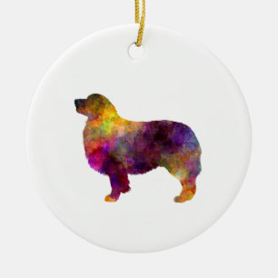 Australian Shepherd 01 in watercolor 2 Ceramic Tree Decoration