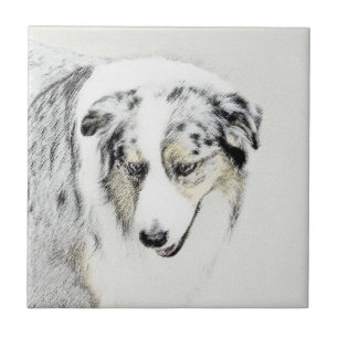Australian Shepherd 2 Painting - Original Dog Art Tile