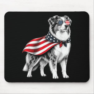 Australian Shepherd 4th Of July Aamerican Flag Mouse Mat