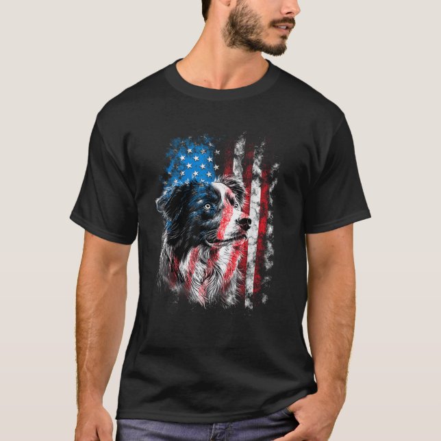 Australian Shepherd 4th of July Dog Lover Men Wome T-Shirt (Front)