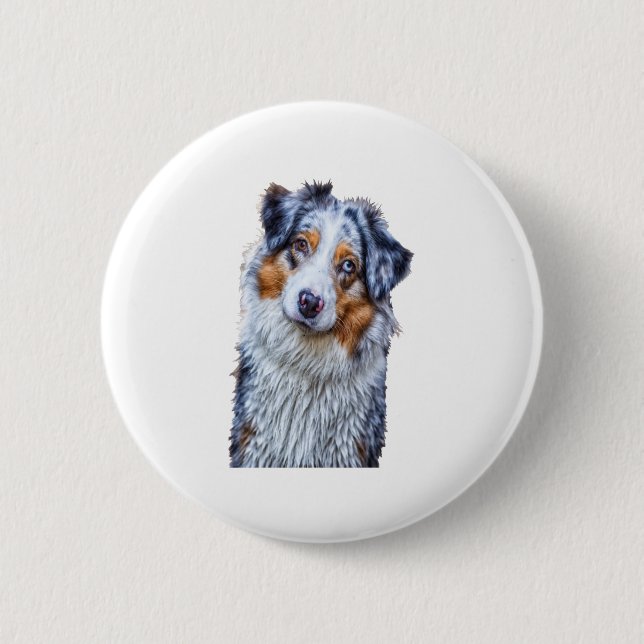 Australian Shepherd  6 Cm Round Badge (Front)