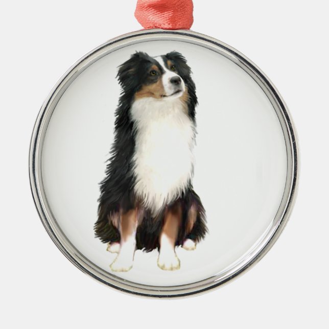 AUSTRALIAN SHEPHERD (A) - Tri Colour Metal Tree Decoration (Front)