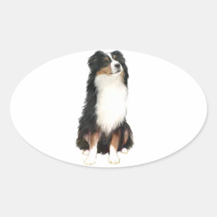 AUSTRALIAN SHEPHERD (A) - Tri Colour Oval Sticker
