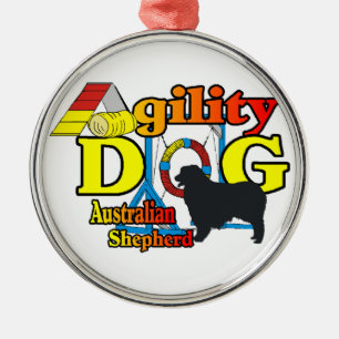 Australian Shepherd Agility Metal Tree Decoration