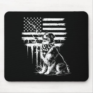 Australian shepherd american flag 4th of july usa mouse mat