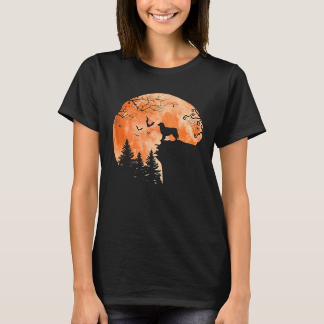 Australian Shepherd And Moon Silhouette Dog Lover T-Shirt (Front)