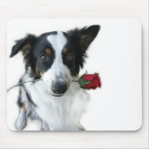 Australian Shepherd and Rose Mousepad