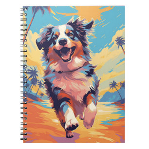Australian Shepherd at a tropical beach Notebook