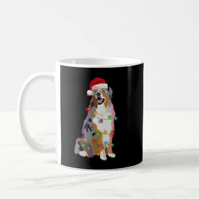 Australian Shepherd Aussi Christmas Lights Xmas Do Coffee Mug (Left)