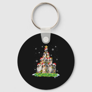 Australian Shepherd Aussie Christmas Ornament Tree Key Ring