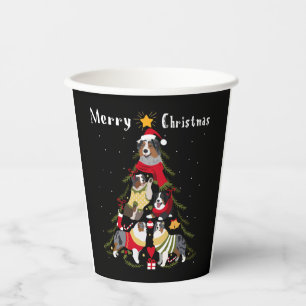 Australian Shepherd Aussie Christmas Tree Xmas Dog Paper Cups