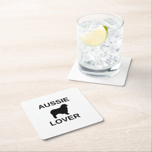 australian shepherd aussie lover square paper coaster